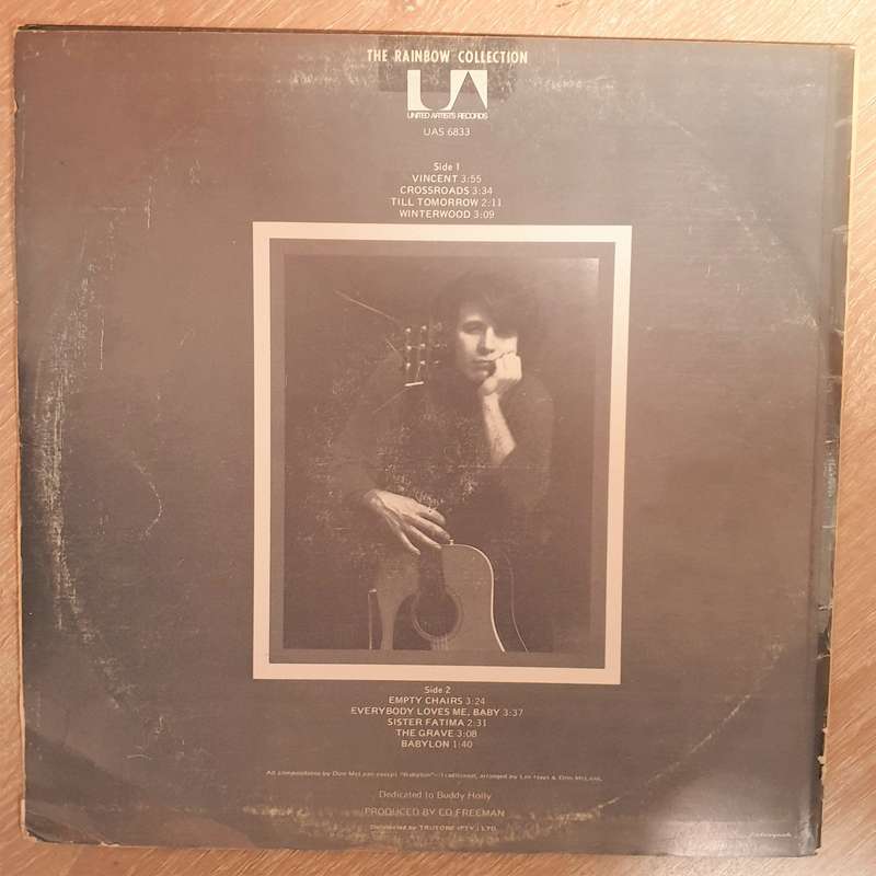 Don McLean  Vincent - Vinyl LP Record - Opened  - Very-Good+ Quality (VG+)