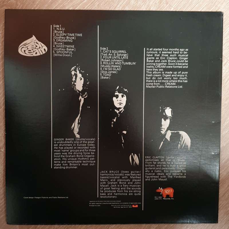 Cream  Fresh Cream - Vinyl LP Record - Opened  - Very-Good+ Quality (VG+)