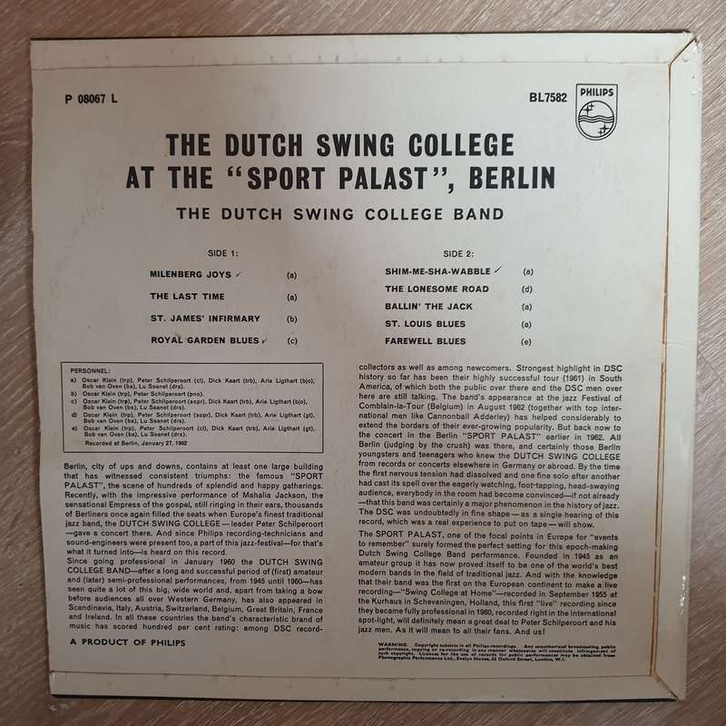 The Dutch Swing College Band  Dutch Swing College At The "Sport Palast", Berlin -  Vinyl LP...