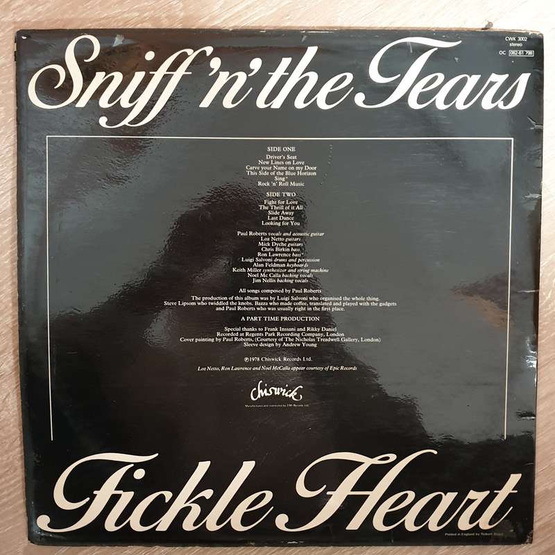 Sniff 'n' the Tears  Fickle Heart - Vinyl LP Record - Opened  - Very-Good+ Quality (VG+)