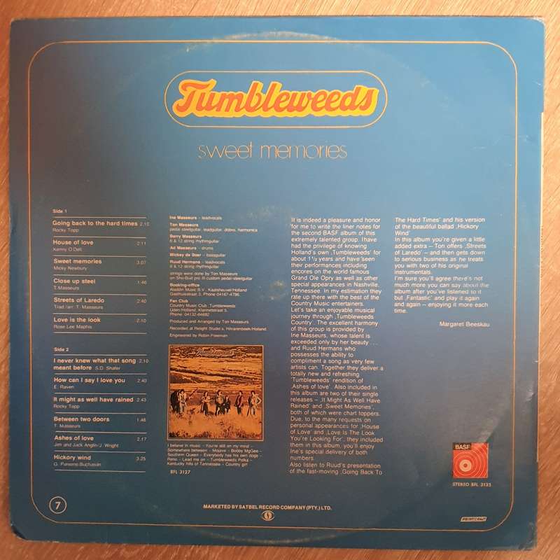 Tumbleweeds  Sweet Memories - Vinyl LP Record  - Very-Good Quality (VG)