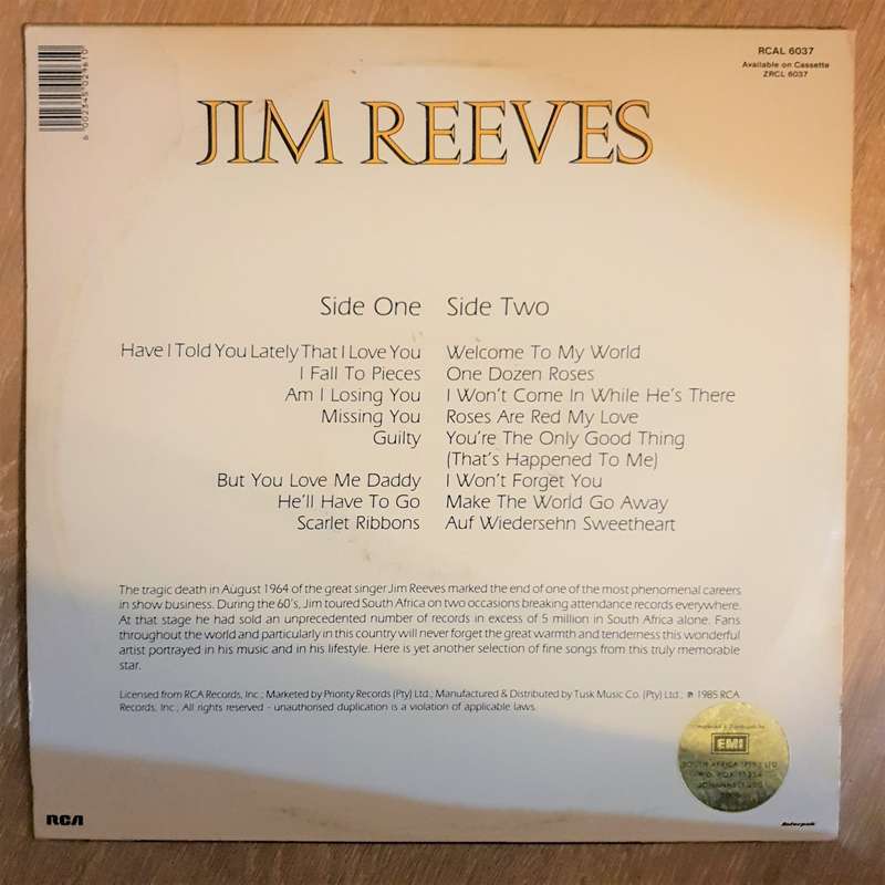 Jim Reeves -  Jim Reeves - Vinyl LP Record - Opened  - Very-Good+ Quality (VG+)