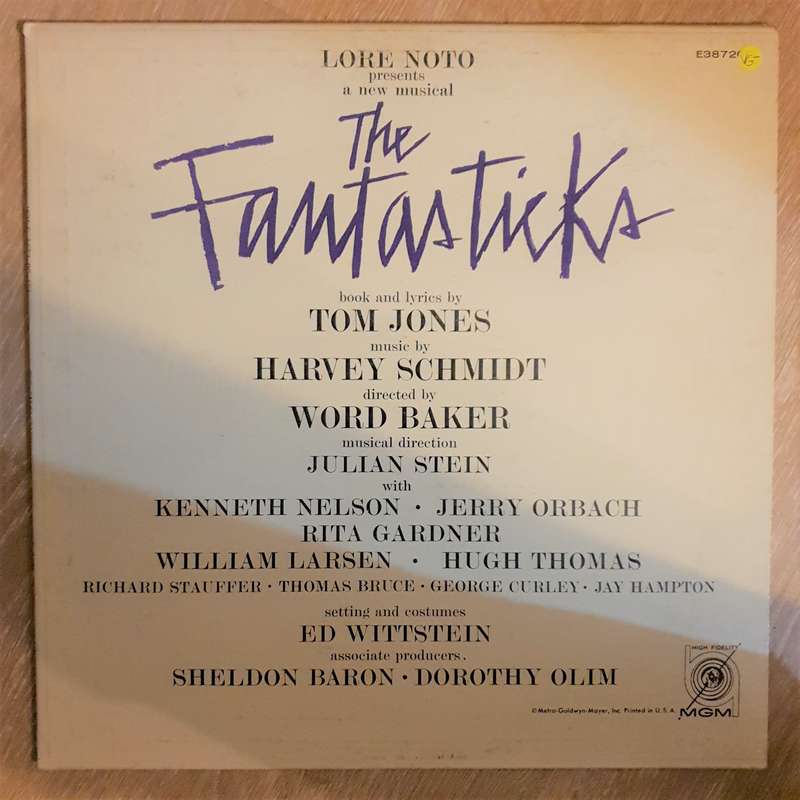 The Fantasticks - Lore Noto Musical -  Vinyl LP Record - Opened  - Very-Good- Quality (VG-)