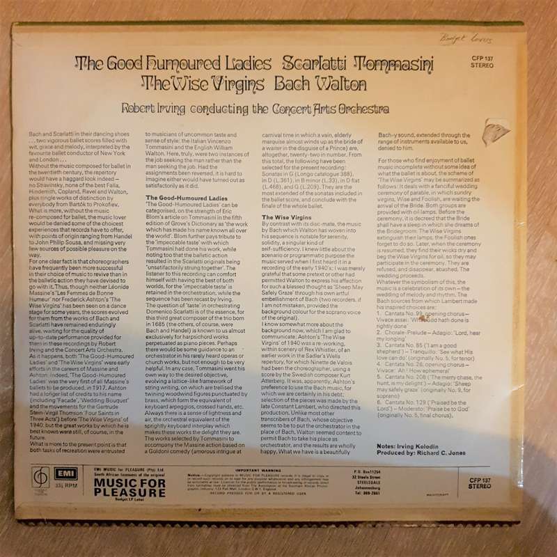 The Good Humoured Ladies / The Wise Virgins -  Scarlatti / Tommasini / Bach / Walton / Concert Ar...