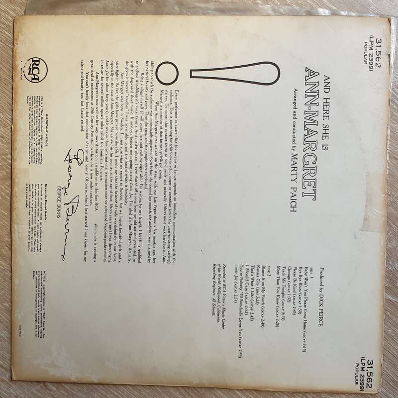Ann-Margret  And Here She Is - Opened - Vinyl LP Record  - Very-Good Quality (VG)