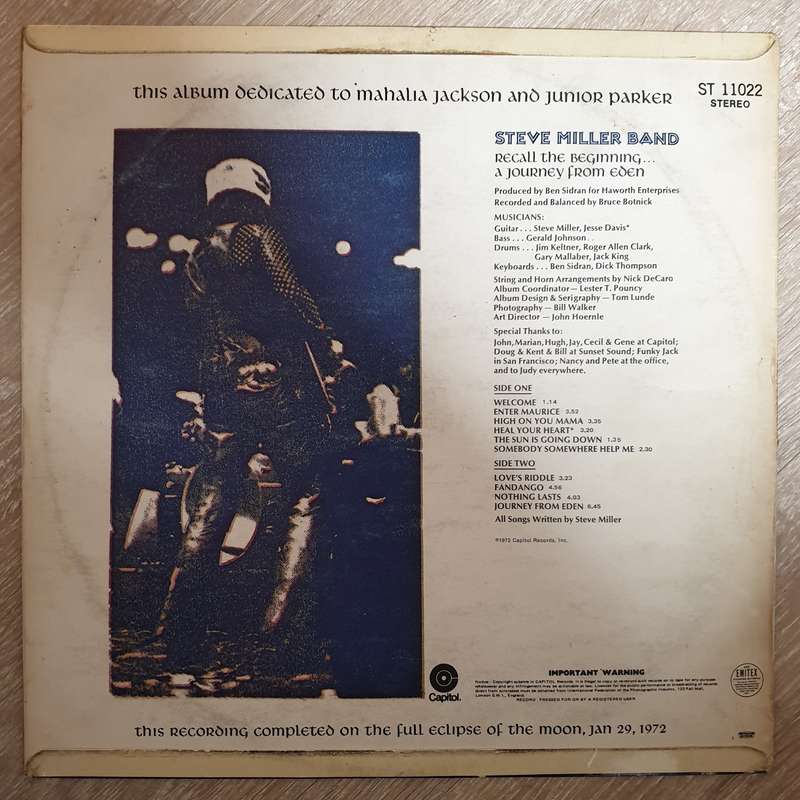 Steve Miller Band  Recall The Beginning...A Journey From Eden   Vinyl LP Record - Ope...