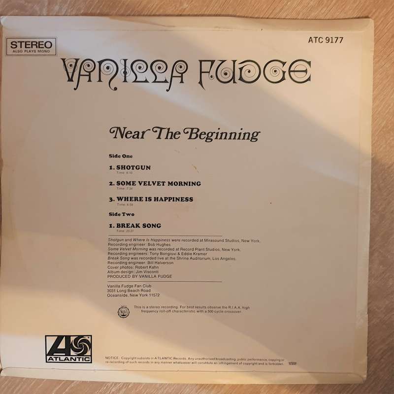 Vanilla Fudge  Near The Beginning -  Vinyl LP Record - Very-Good+ Quality (VG+)