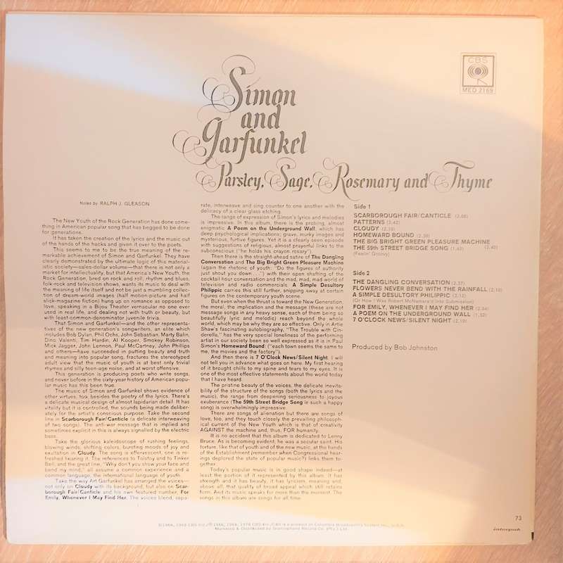 Simon and Garfunkel - Parsley, Sage, Rosemary and Tyme  - Vinyl LP Record - Very-Good+ Quality (VG+)