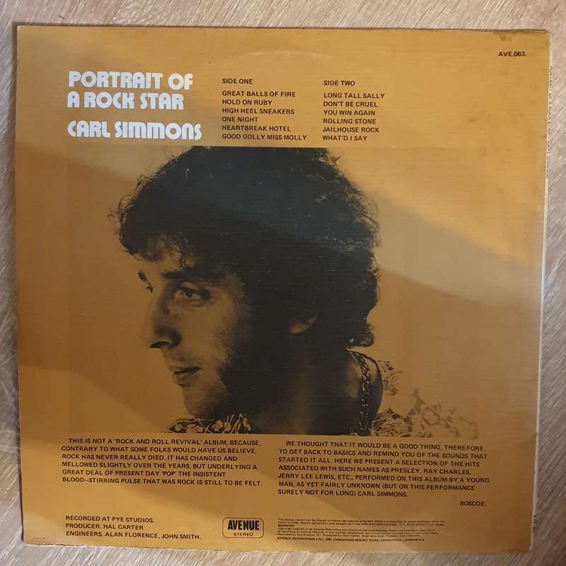 Carl Simmons  Portrait Of A Rock Star Vinyl LP Record - Opened  - Very-Good Quality (VG)