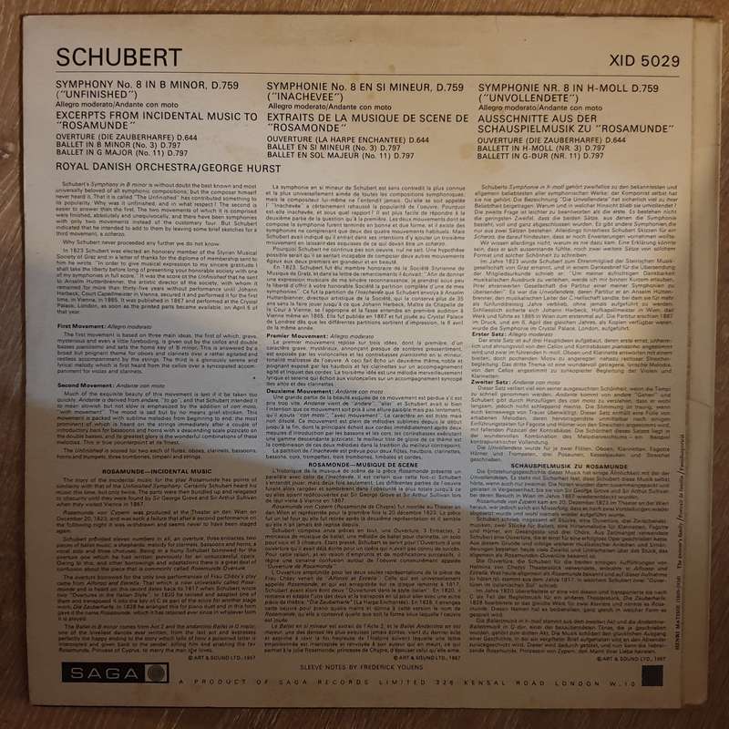 Schubert, The Royal Danish Orchestra* Conducted By George Hurst  The Unfinished -  Vi...