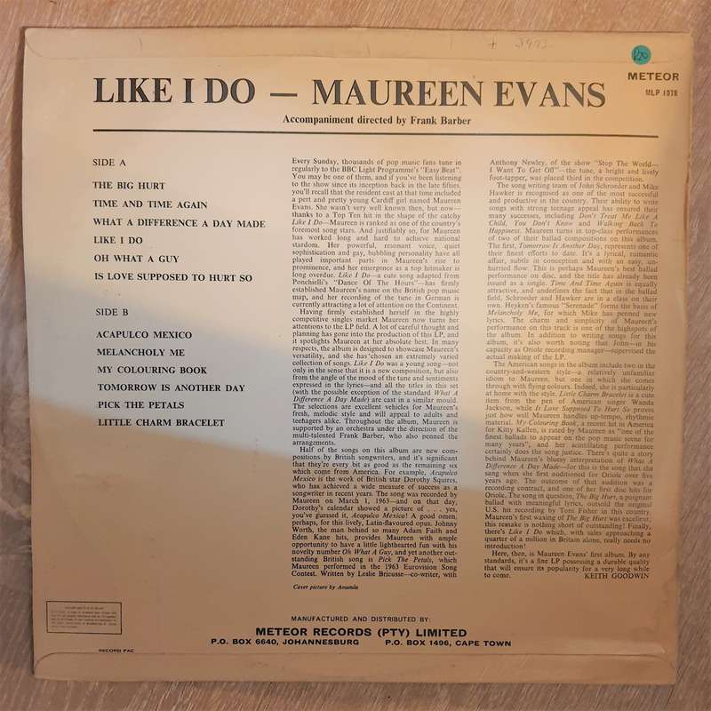 Maureen Evans  Like I Do - Vinyl LP Record - Opened  - Very-Good- Quality (VG-)