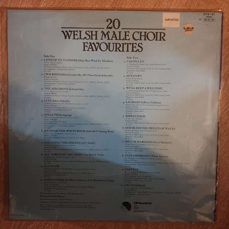 20 Welsh Male Choir Favourites - Vinyl LP Record - Opened  - Very-Good+ Quality (VG+)
