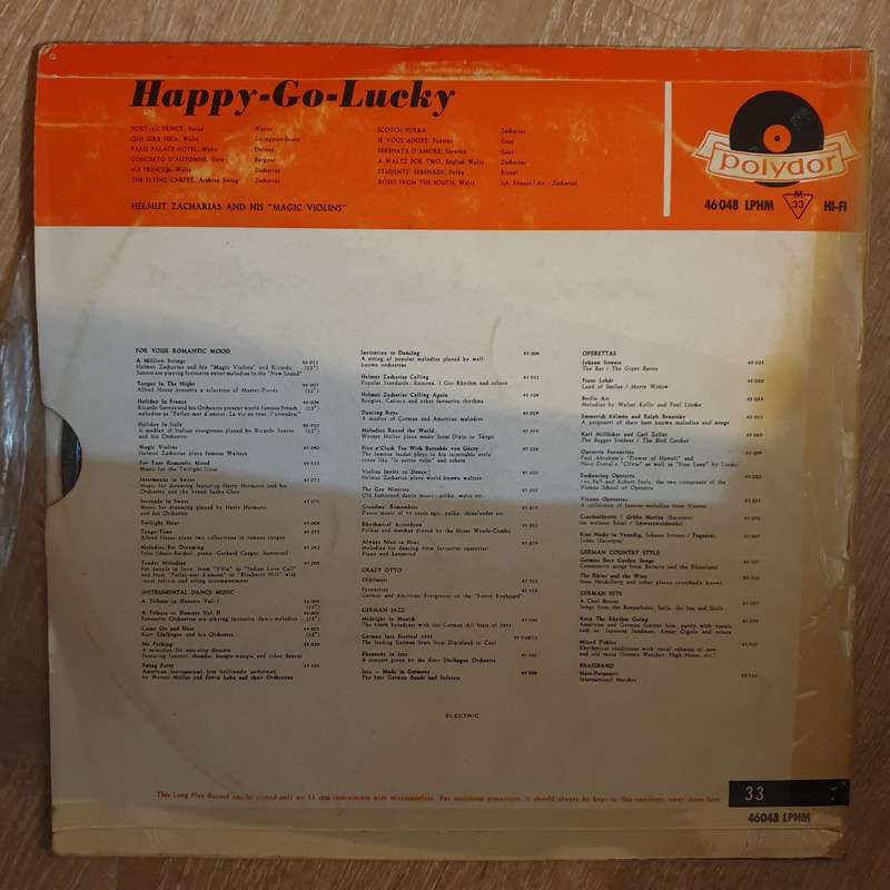 Helmut Zacharias And His "Magic Violins"  Happy-Go-Lucky - Vinyl LP Record - Opened  - Very...