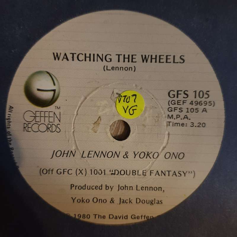 John Lennon  Watching The Wheels  - Vinyl 7" Record - Opened  - Very-Good Quality (VG)