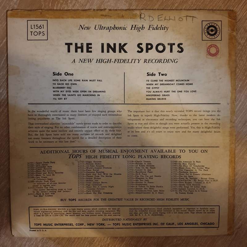 The Ink Spots  The Ink Spots In Hi-Fi - Vinyl LP Record - Opened  - Very-Good+ Quality (VG+)