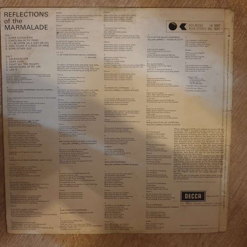 The Marmalade  Reflections Of The Marmalade   - Vinyl LP Record - Opened  - Good Quality (G)