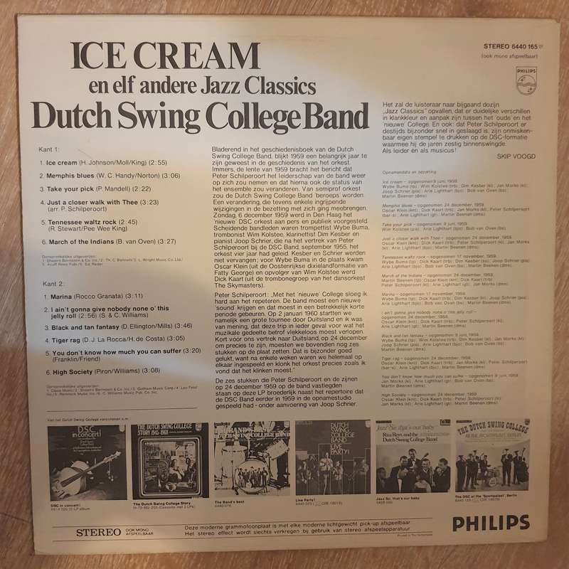 Dutch Swing College Band  Ice Cream En Elf Andere Jazz Classics  Vinyl LP Record - Op...
