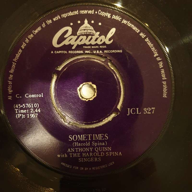Anthony Quinn With The Harold Spina Singers  I Love You And You Love Me  - Vinyl 7" Record ...