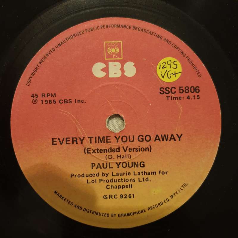 Paul Young  Every Time You Go Away - Vinyl 7" Record - Very-Good+ Quality (VG+)