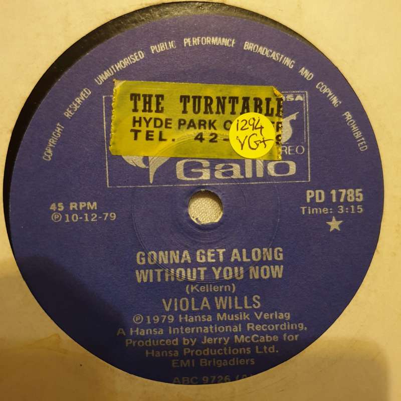 Viola Wills  Gonna Get Along Without You Now - Vinyl 7" Record - Very-Good+ Quality (VG+)