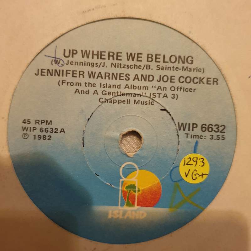 Joe Cocker / Jennifer Warnes  Up Where We Belong - Vinyl 7" Record - Very-Good+ Quality (VG+)