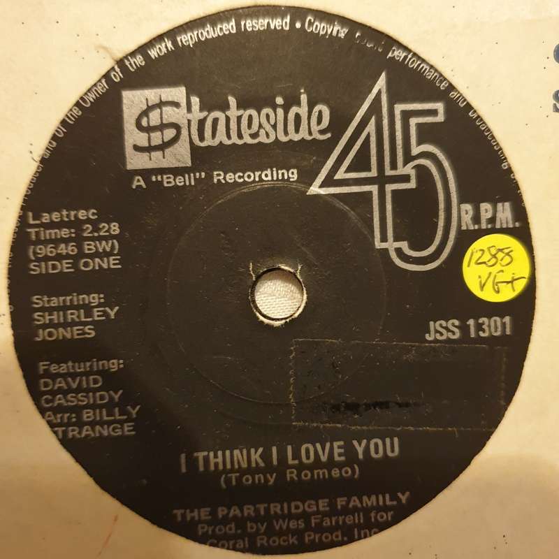 The Partridge Family  I Think I Love You - Vinyl 7" Record - Very-Good+ Quality (VG+)