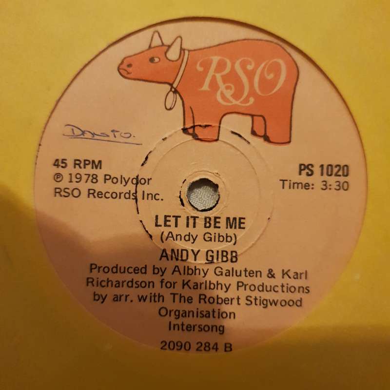 Andy Gibb  Shadow Dancing / Let It Be Me - Vinyl 7" Record - Very-Good+ Quality (VG+)