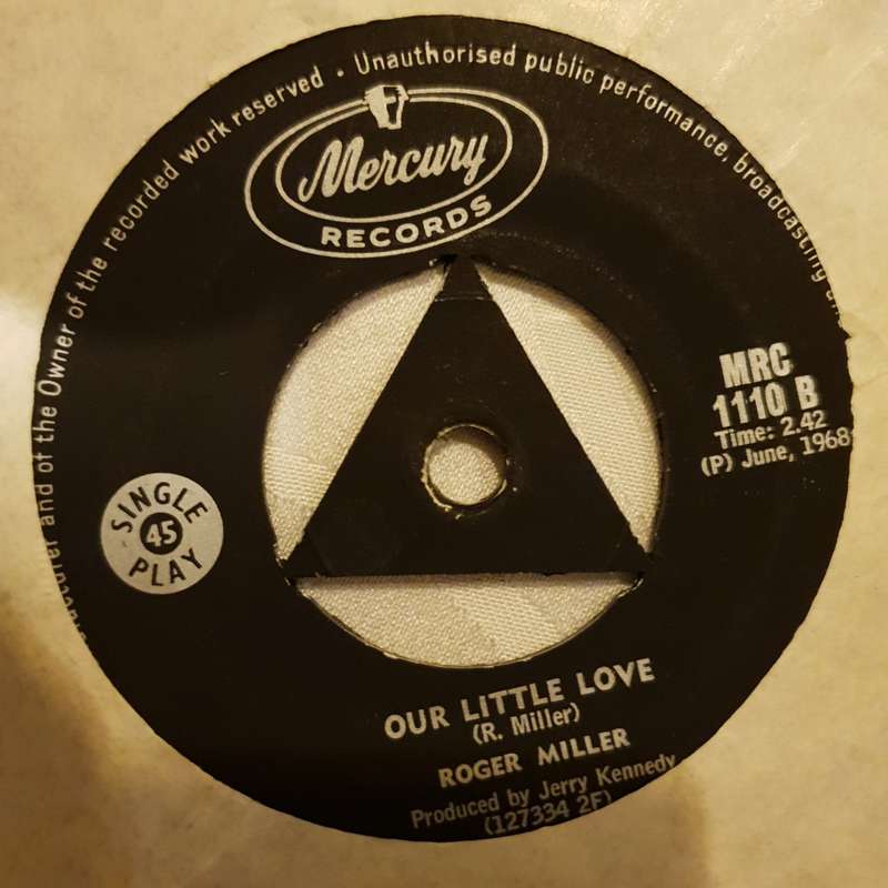 Roger Miller  Little Green Apples - Vinyl 7" Record - Very-Good+ Quality (VG+)