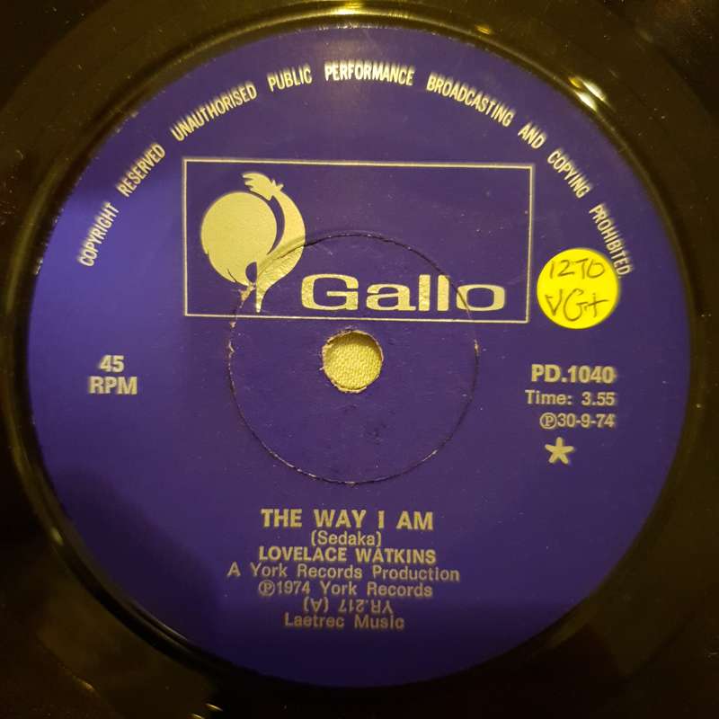 Lovelace Watkins  The Way I Am - Vinyl 7" Record - Very-Good+ Quality (VG+)