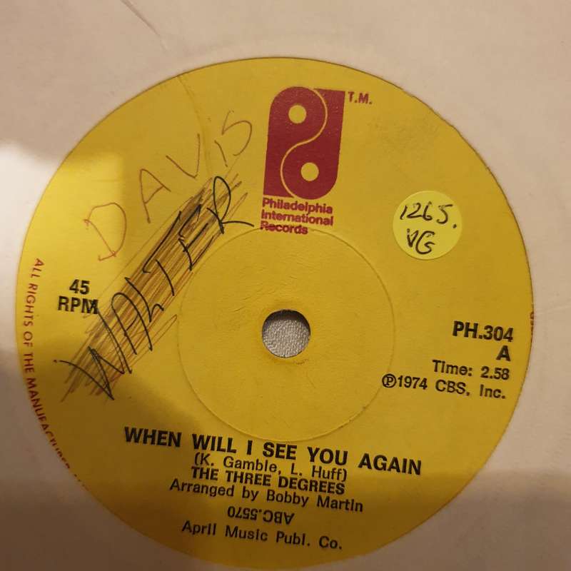 The Three Degrees  When Will I See You Again   - Vinyl 7" Record - Opened  - Very-Good Qual...