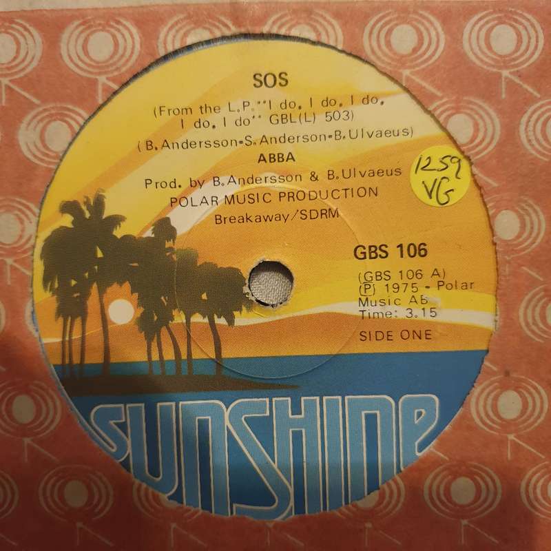 ABBA  SOS   - Vinyl 7" Record - Opened  - Very-Good Quality (VG)