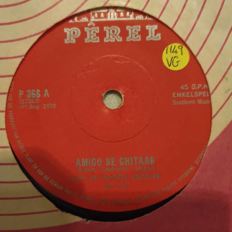 Flip en Martie Grobler - Amigo se Ghitaar  - Vinyl 7" Record - Opened  - Very-Good Quality (VG)