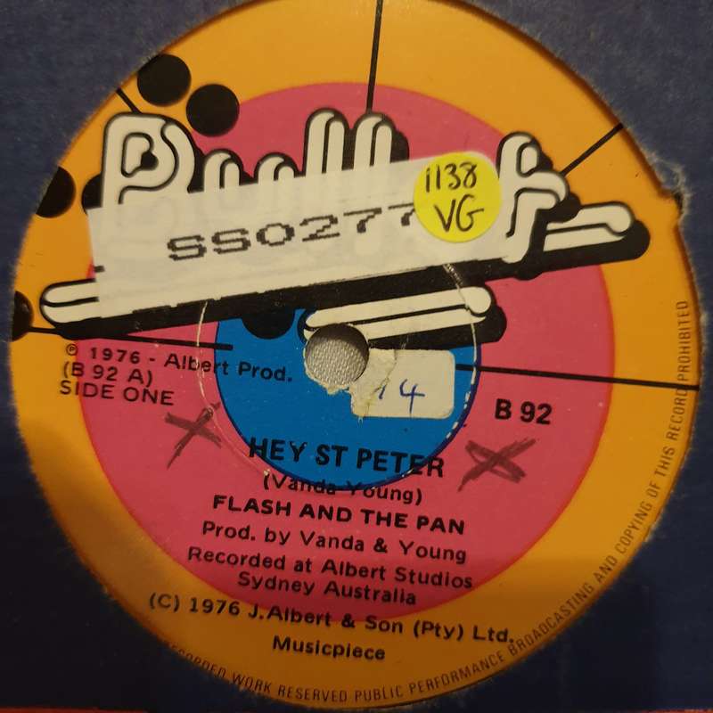 Flash And The Pan  Hey, St.Peter  - Vinyl 7" Record - Opened  - Very-Good Quality (VG)