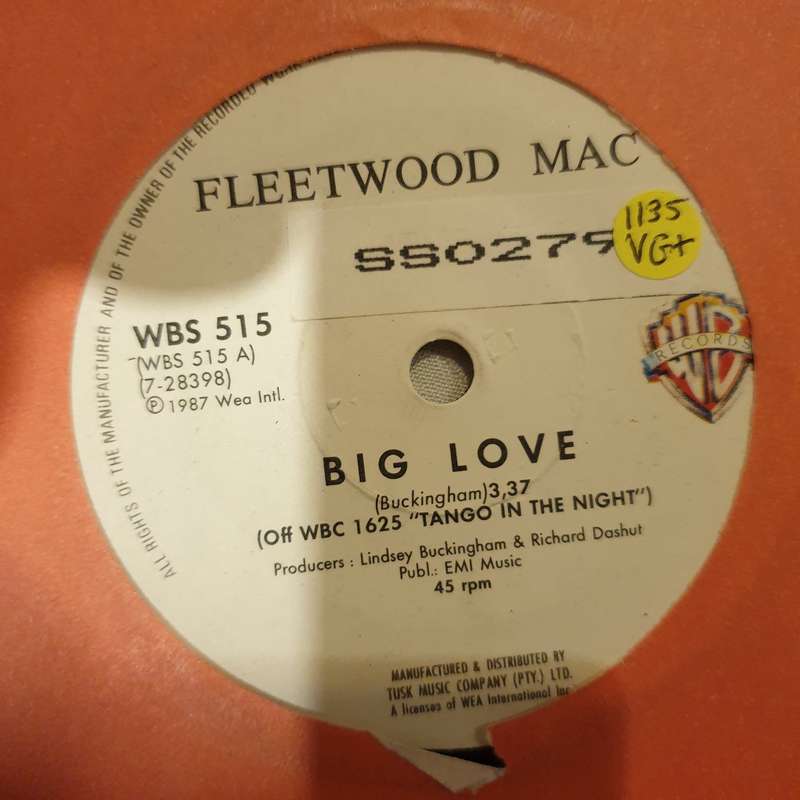 Fleetwood Mac  Big Love - Vinyl 7" Record - Very-Good+ Quality (VG+)