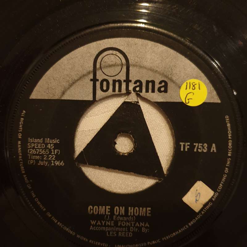 Wayne Fontana  Come On Home - Vinyl 7" Record - Good Quality (G)