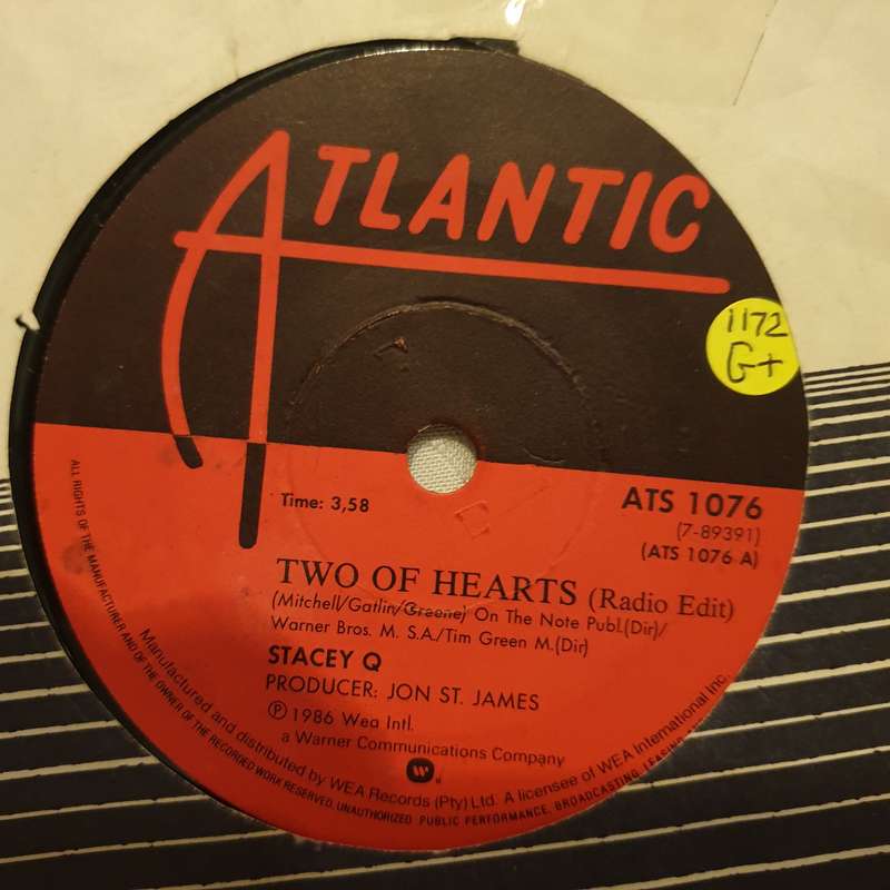 Stacey Q  Two Of Hearts - Vinyl 7" Record - Opened  - Good+ Quality (G+)