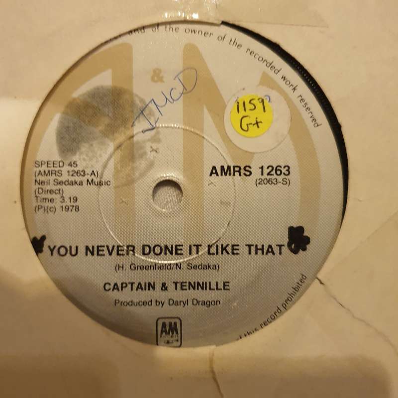Captain & Tennille  You Never Done It Like That - Vinyl 7" Record - Opened  - Good+ Quality...