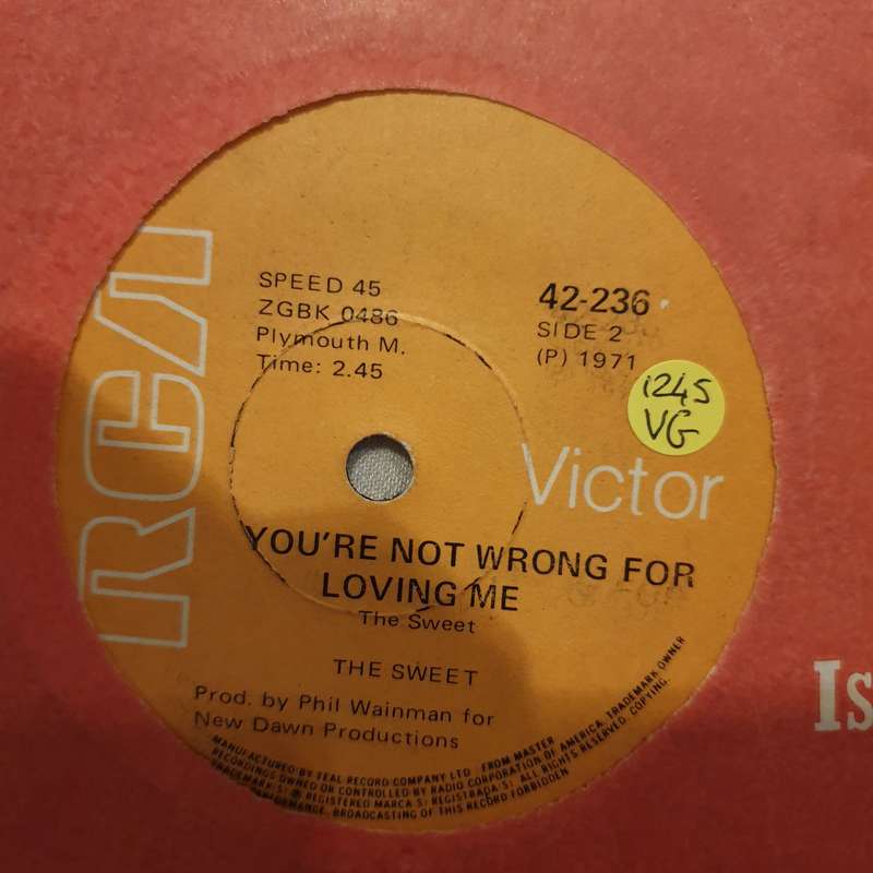 The Sweet  Funny Funny  - Vinyl 7" Record - Opened  - Very-Good Quality (VG)