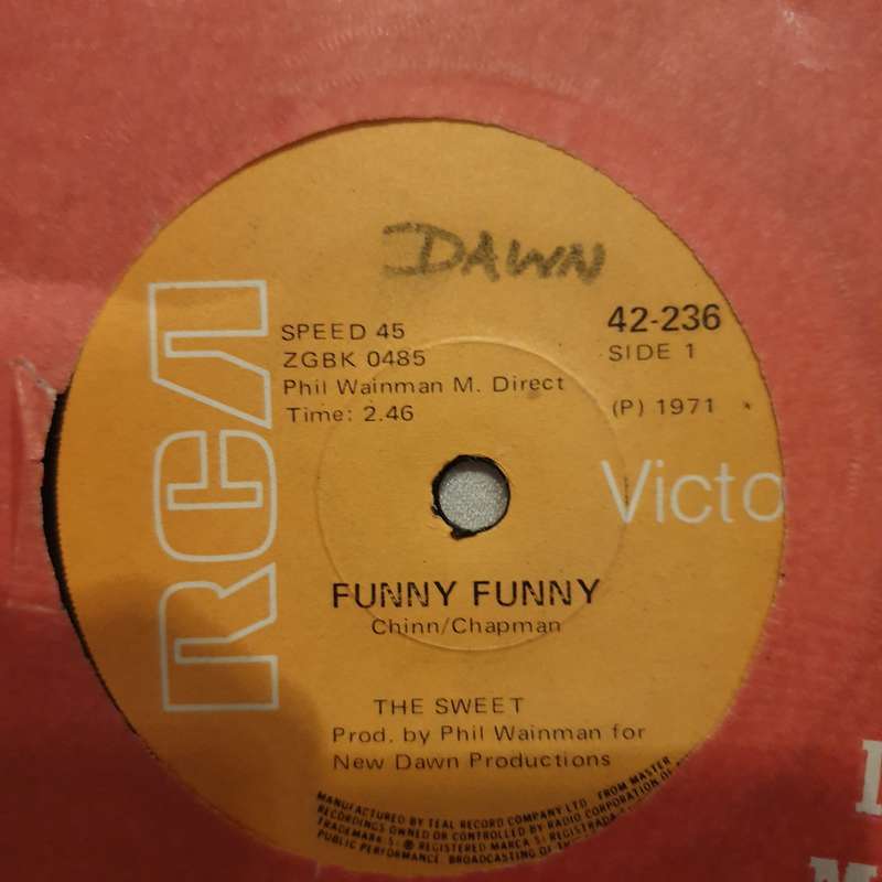The Sweet  Funny Funny  - Vinyl 7" Record - Opened  - Very-Good Quality (VG)