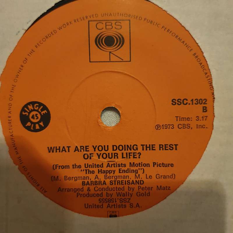 Barbra Streisand  The Way We Were - Vinyl 7" Record - Very-Good+ Quality (VG+)