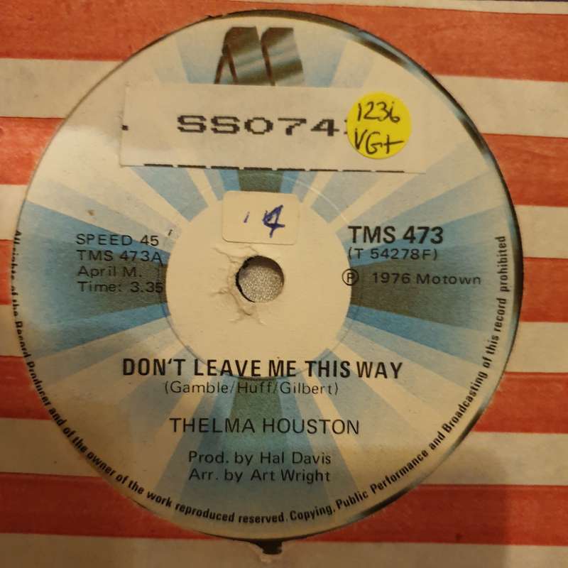 Thelma Houston  Don't Leave Me This Way - Vinyl 7" Record - Very-Good+ Quality (VG+)