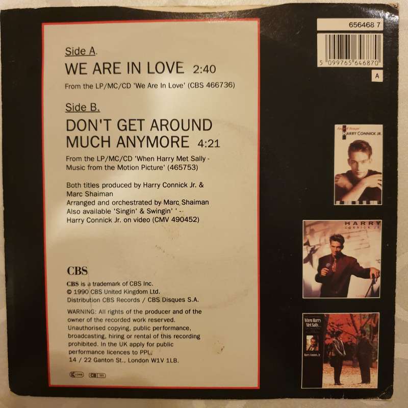 Harry Connick, Jr.  We Are In Love - Vinyl 7" Record - Very-Good+ Quality (VG+)