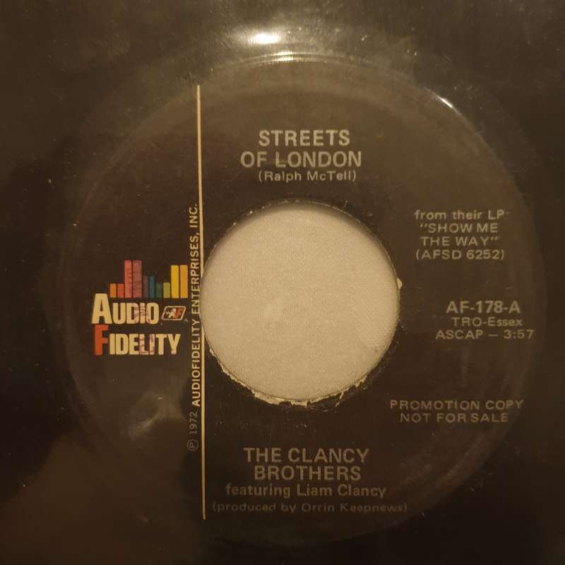 The Clancy Brothers  Streets of London/Dandelion Wine - Vinyl 7" Record - Very-Good+ Qualit...