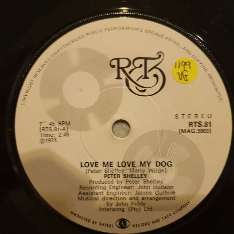 Peter Shelley  Love Me Love My Dog  - Vinyl 7" Record - Opened  - Very-Good Quality (VG)