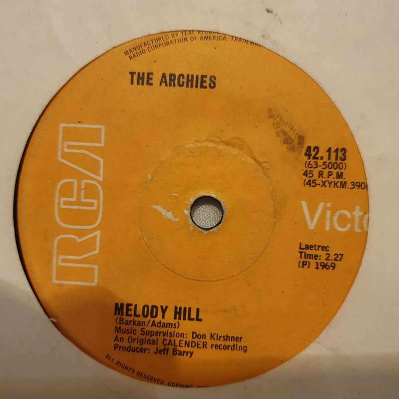 The Archies  Sugar, Sugar / Melody Hill - Vinyl 7" Record - Opened  - Good+ Quality (G+)