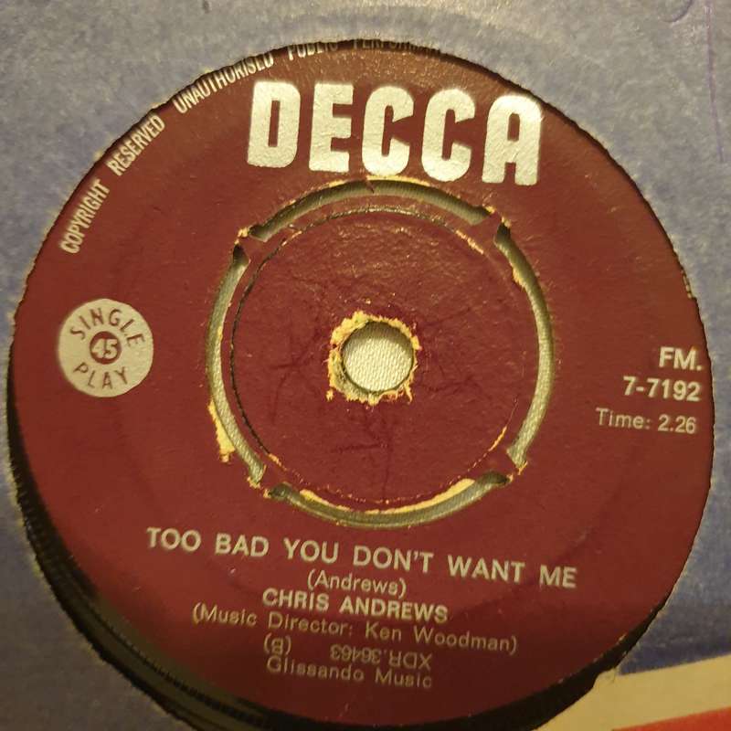 Chris Andrews  Yesterday Man  Bud - Vinyl 7" Record - Very-Good+ Quality (VG+)