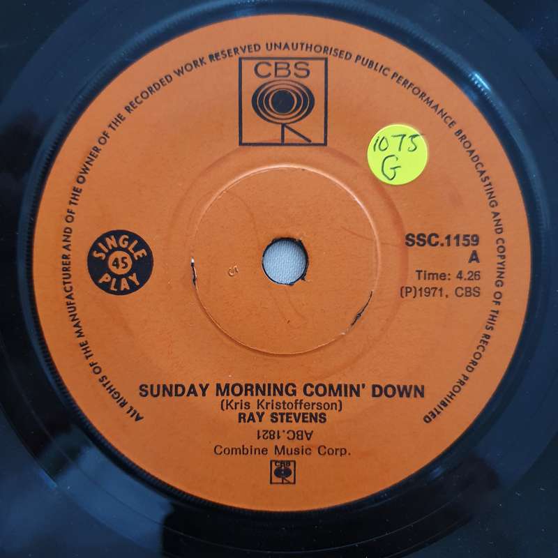 Ray Stevens  Sunday Mornin' Comin' Down - Vinyl 7" Record - Good Quality (G)