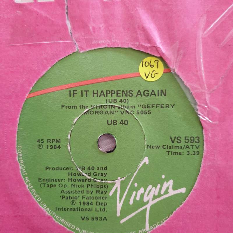UB40  If It Happens Again - Vinyl 7" Record - Opened  - Very-Good Quality (VG)