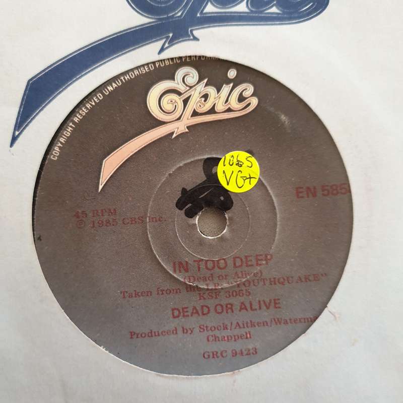 Dead Or Alive  In Too Deep- Vinyl 7" Record - Very-Good+ Quality (VG+)