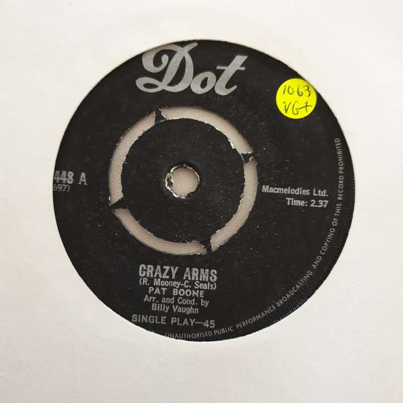 Pat Boone  Pearly Shells / Crazy Arms - Vinyl 7" Record - Very-Good+ Quality (VG+)